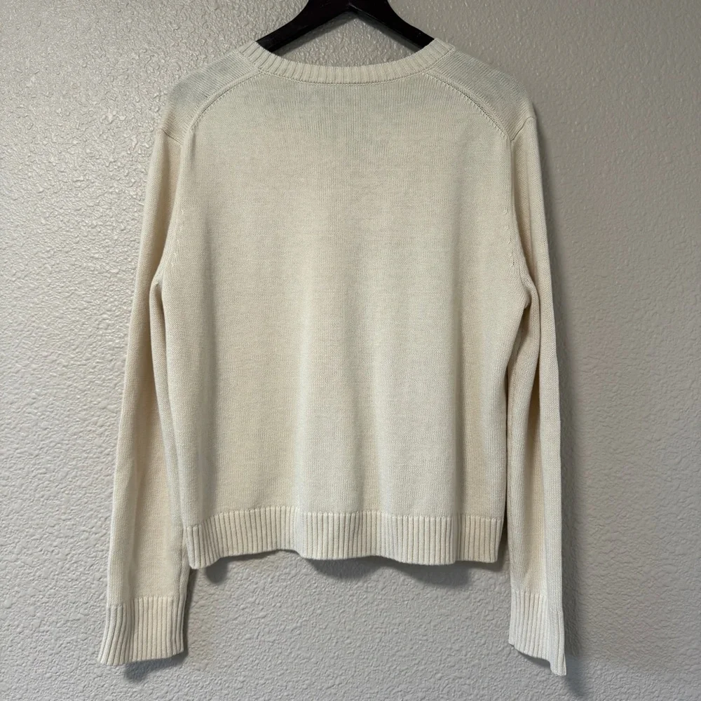 NWOT Jenni Kayne Simone V Neck Sweater S Cotton Merino Oversized Neutral White - Picture 7 of 7